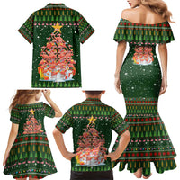 Flamingo Christmas Tree Christmas Family Matching Mermaid Dress and Hawaiian Shirt Funny Xmas Holiday Patterns - Wonder Print Shop