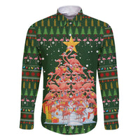 Flamingo Christmas Tree Christmas Family Matching Short Sleeve Bodycon Dress and Hawaiian Shirt Funny Xmas Holiday Patterns - Wonder Print Shop
