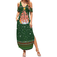 Flamingo Christmas Tree Christmas Family Matching Summer Maxi Dress and Hawaiian Shirt Funny Xmas Holiday Patterns - Wonder Print Shop