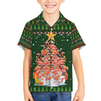 Flamingo Christmas Tree Christmas Family Matching Summer Maxi Dress and Hawaiian Shirt Funny Xmas Holiday Patterns - Wonder Print Shop