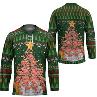 Flamingo Christmas Tree Christmas Hockey Jersey Funny Xmas Holiday Patterns - Wonder Print Shop