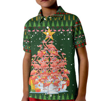 Flamingo Christmas Tree Christmas Kid Polo Shirt Funny Xmas Holiday Patterns - Wonder Print Shop