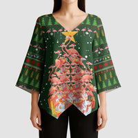 Flamingo Christmas Tree Christmas Kimono Sleeve Blouse Funny Xmas Holiday Patterns - Wonder Print Shop