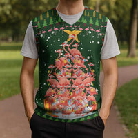 Flamingo Christmas Tree Christmas Knitted V-Neck Vest Funny Xmas Holiday Patterns - Wonder Print Shop