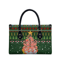 Flamingo Christmas Tree Christmas Leather Bag Funny Xmas Holiday Patterns - Wonder Print Shop