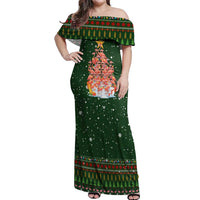 Flamingo Christmas Tree Christmas Off Shoulder Maxi Dress Funny Xmas Holiday Patterns - Wonder Print Shop