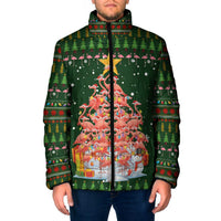 Flamingo Christmas Tree Christmas Padded Jacket Funny Xmas Holiday Patterns - Wonder Print Shop