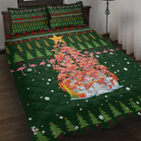 Flamingo Christmas Tree Christmas Quilt Bed Set Funny Xmas Holiday Patterns - Wonder Print Shop