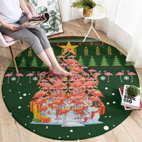 Flamingo Christmas Tree Christmas Round Carpet Funny Xmas Holiday Patterns - Wonder Print Shop