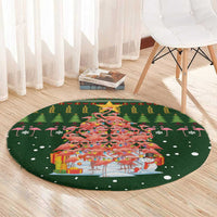 Flamingo Christmas Tree Christmas Round Carpet Funny Xmas Holiday Patterns - Wonder Print Shop