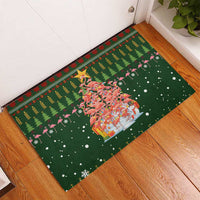 Flamingo Christmas Tree Christmas Rubber Doormat Funny Xmas Holiday Patterns - Wonder Print Shop
