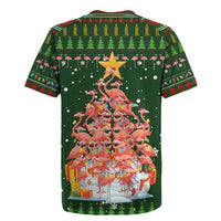 Flamingo Christmas Tree Christmas Rugby Jersey Funny Xmas Holiday Patterns - Wonder Print Shop