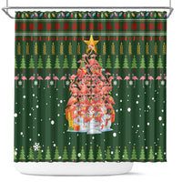 Flamingo Christmas Tree Christmas Shower Curtain Funny Xmas Holiday Patterns - Wonder Print Shop