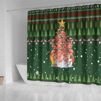 Flamingo Christmas Tree Christmas Shower Curtain Funny Xmas Holiday Patterns - Wonder Print Shop