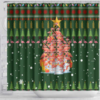 Flamingo Christmas Tree Christmas Shower Curtain Funny Xmas Holiday Patterns - Wonder Print Shop