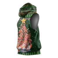 Flamingo Christmas Tree Christmas Sleeveless Hoodie Funny Xmas Holiday Patterns - Wonder Print Shop