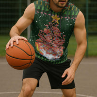Flamingo Christmas Tree Christmas Sleeveless Hoodie Funny Xmas Holiday Patterns - Wonder Print Shop