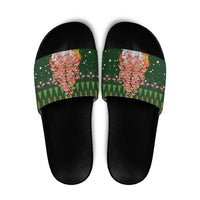 Flamingo Christmas Tree Christmas Slide Sandals Funny Xmas Holiday Patterns - Wonder Print Shop