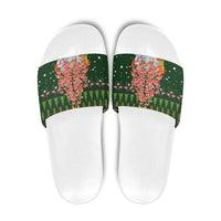 Flamingo Christmas Tree Christmas Slide Sandals Funny Xmas Holiday Patterns - Wonder Print Shop
