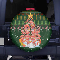 Flamingo Christmas Tree Christmas Spare Tire Cover Funny Xmas Holiday Patterns - Wonder Print Shop