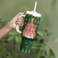 Flamingo Christmas Tree Christmas Tumbler With Handle Funny Xmas Holiday Patterns - Wonder Print Shop