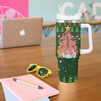 Flamingo Christmas Tree Christmas Tumbler With Handle Funny Xmas Holiday Patterns - Wonder Print Shop