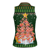 Flamingo Christmas Tree Christmas Women Sleeveless Polo Shirt Funny Xmas Holiday Patterns - Wonder Print Shop