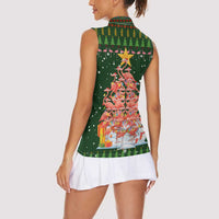 Flamingo Christmas Tree Christmas Women Sleeveless Polo Shirt Funny Xmas Holiday Patterns - Wonder Print Shop
