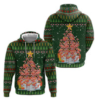 Flamingo Christmas Tree Christmas Zip Hoodie Funny Xmas Holiday Patterns - Wonder Print Shop
