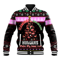 Flamingo Make Me Happy Christmas Baseball Jacket Funny Xmas Holiday Patterns - Wonder Print Shop