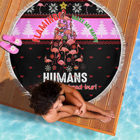 Flamingo Make Me Happy Christmas Beach Blanket Funny Xmas Holiday Patterns - Wonder Print Shop