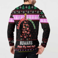 Flamingo Make Me Happy Christmas Button Sweatshirt Funny Xmas Holiday Patterns - Wonder Print Shop