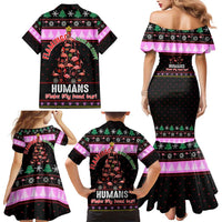 Flamingo Make Me Happy Christmas Family Matching Mermaid Dress and Hawaiian Shirt Funny Xmas Holiday Patterns - Wonder Print Shop