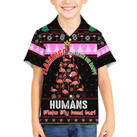 Flamingo Make Me Happy Christmas Family Matching Off The Shoulder Long Sleeve Dress and Hawaiian Shirt Funny Xmas Holiday Patterns - Wonder Print Shop