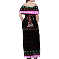 Flamingo Make Me Happy Christmas Family Matching Off Shoulder Maxi Dress and Hawaiian Shirt Funny Xmas Holiday Patterns - Wonder Print Shop