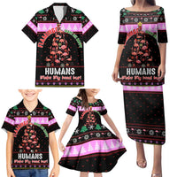 Flamingo Make Me Happy Christmas Family Matching Puletasi and Hawaiian Shirt Funny Xmas Holiday Patterns - Wonder Print Shop