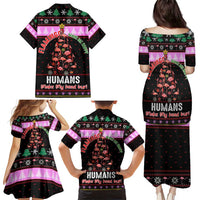 Flamingo Make Me Happy Christmas Family Matching Puletasi and Hawaiian Shirt Funny Xmas Holiday Patterns - Wonder Print Shop