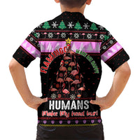 Flamingo Make Me Happy Christmas Family Matching Short Sleeve Bodycon Dress and Hawaiian Shirt Funny Xmas Holiday Patterns - Wonder Print Shop