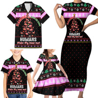 Flamingo Make Me Happy Christmas Family Matching Short Sleeve Bodycon Dress and Hawaiian Shirt Funny Xmas Holiday Patterns - Wonder Print Shop