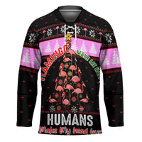 Flamingo Make Me Happy Christmas Hockey Jersey Funny Xmas Holiday Patterns - Wonder Print Shop
