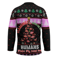 Flamingo Make Me Happy Christmas Hockey Jersey Funny Xmas Holiday Patterns - Wonder Print Shop