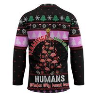 Flamingo Make Me Happy Christmas Hockey Jersey Funny Xmas Holiday Patterns - Wonder Print Shop