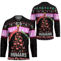 Flamingo Make Me Happy Christmas Hockey Jersey Funny Xmas Holiday Patterns - Wonder Print Shop