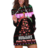 Flamingo Make Me Happy Christmas Hoodie Dress Funny Xmas Holiday Patterns - Wonder Print Shop