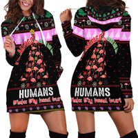 Flamingo Make Me Happy Christmas Hoodie Dress Funny Xmas Holiday Patterns - Wonder Print Shop