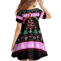 Flamingo Make Me Happy Christmas Kid Short Sleeve Dress Funny Xmas Holiday Patterns - Wonder Print Shop