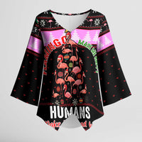 Flamingo Make Me Happy Christmas Kimono Sleeve Blouse Funny Xmas Holiday Patterns - Wonder Print Shop