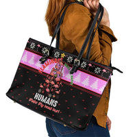 Flamingo Make Me Happy Christmas Leather Tote Bag Funny Xmas Holiday Patterns - Wonder Print Shop