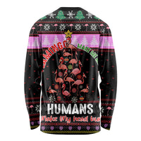 Flamingo Make Me Happy Christmas Long Sleeve Shirt Funny Xmas Holiday Patterns - Wonder Print Shop