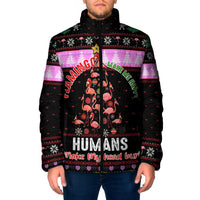 Flamingo Make Me Happy Christmas Padded Jacket Funny Xmas Holiday Patterns - Wonder Print Shop